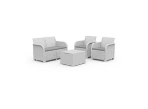 8711245151656 - Set 2 Sessel + Sofa + Beistelltisch rosalie lounge Weiß - Keter