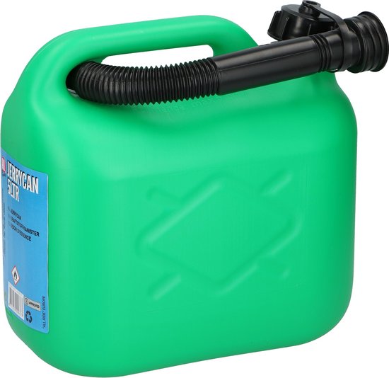 8711252009377 - Kanister 5 Liter - Benzin und Wasser - UN-zertifiziert für gefährliche Flüssigkeiten - inkl Trichter Tankschlauch - Grün