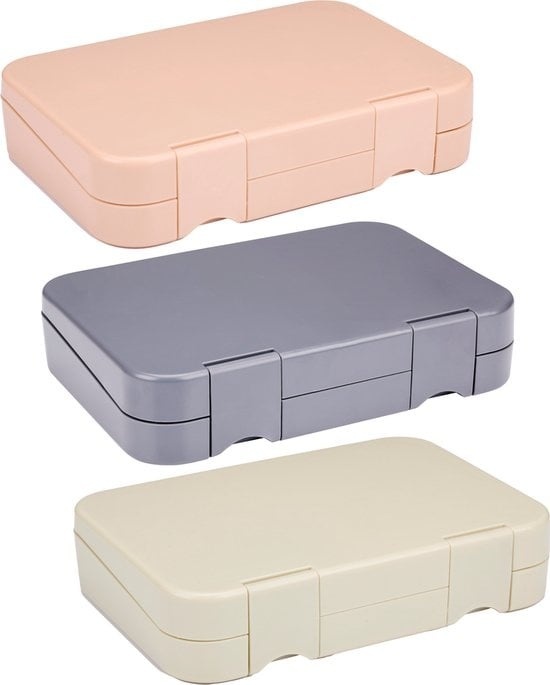 8711252059266 - alpina Lunchbox mit Fächern - 21 x 15 x 45 CM - Farbe Surprise Pink Grey oder Beige - spülmaschinenfest - Kinder Erwachsene - herausnehmbares Fach - Kunststoff