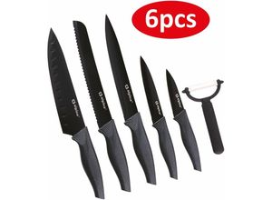 8711252067636 - 6-teiliges Luxus-Messer-Set aus Edelstahl mit Antihaftbeschichtung schwarz im Geschenkkarton