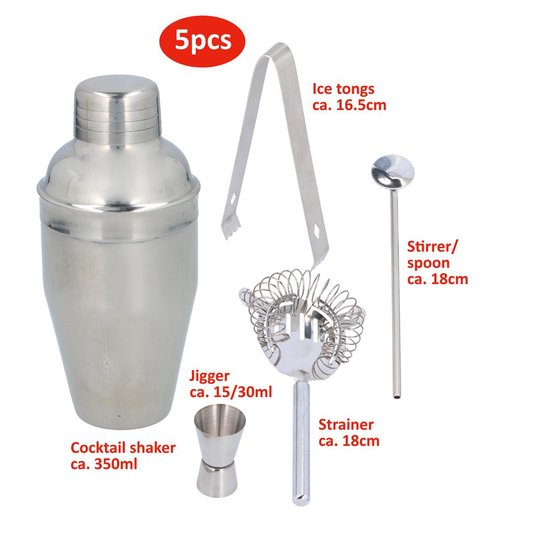 8711252101859 - alpina Cocktail Set - Cocktail Shaker - im Geschenkkarton - 5-teilig - Edelstahl