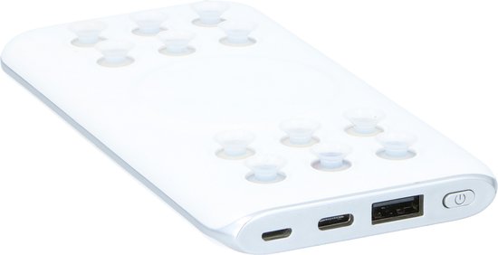 8711252147536 - Wireless Powerbank 600mAh - mit Saugnäpfen - Inkl Ladekabel - 2 USB-Anschlüsse - Weiß 8711252147536 - Wireless Powerbank 600mAh - mit Saugnäpfen - Inkl Ladekabel - 2 USB-Anschlüsse - Weiß