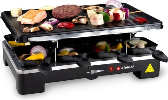 8711252182247 - alpina Gourmet-Grillplatte - mit Pfannen und Spachteln - 1400 Watt - 8 Personen