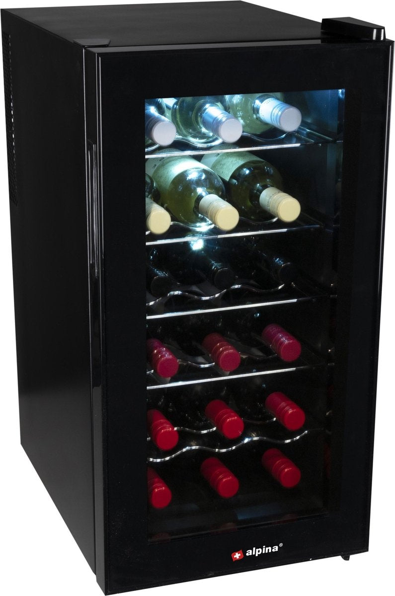 8711252185125 - Wijnkoelkast - Wijnklimaatkast - 50 Liter - 18 Flessen - Zwart 8711252185125 - Wijnkoelkast - Wijnklimaatkast - 50 Liter - 18 Flessen - Zwart