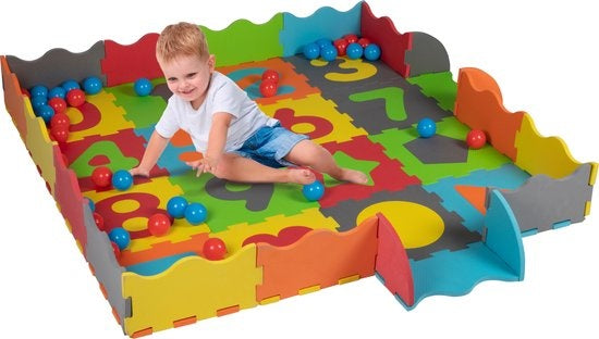 8711252185309 - Lets Playmat Baby Schaumstoff - 3-in-1 - Puzzle Matte und Ball Grube - Spielteppich - 36-teilig