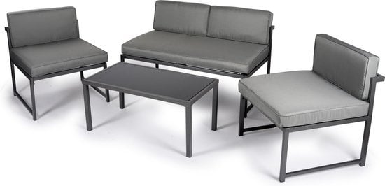 8711252195001 - Lounge Set London - Lounge Set Gartenmöbel - 4-tlg - 2 Sessel - 1 Loveseat - 1 Couchtisch - Kompakt