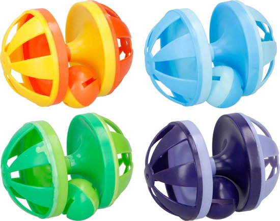8711252224275 - Pet Toys Katzenspielzeug - Ball in 2 Teilen - Farbenfroh - Kunststoff - Ø 7 cm