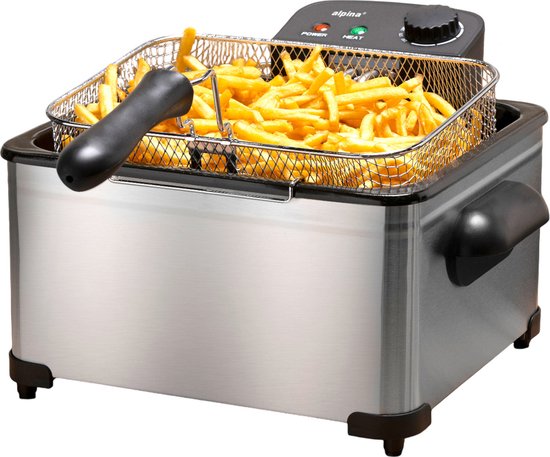 8711252231631 - alpina Fritteuse Double 5 Liter - Fritteuse mit einstellbarem Thermostat - Fritteuse mit 3 herausnehmbaren Körben - Fritteuse 2000W - 275 x 215 x 305 cm - Edelstahl 8711252231631 - alpina Fritteuse Double 5 Liter - Fritteuse mit einstellbarem Thermostat - Fritteuse mit 3 herausnehmbaren Körben - Fritteuse 2000W - 275 x 215 x 305 cm - Edelstahl