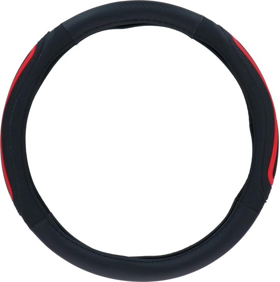 8711252233345 - Lenkradbezug Auto 38CM - Geeignet für Lenkräder 37-39CM - Komfortabler Griff - Anti-Rutsch - Autodekoration - Kunstleder - Schwarz Rot 8711252233345 - Lenkradbezug Auto 38CM - Geeignet für Lenkräder 37-39CM - Komfortabler Griff - Anti-Rutsch - Autodekoration - Kunstleder - Schwarz Rot