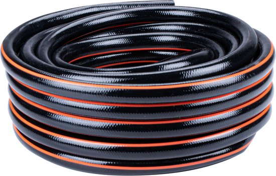 8711252234298 - Gartenschlauch 25 Meter - 13MM - Strapazierfähiges PVC - Gartenbewässerung Autowäsche Poolbefüllung - Passend für jeden Standardwasserhahn - Schwarz Orange