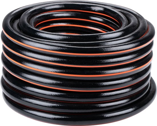 8711252234304 - Gartenschlauch 15 Meter - 19MM - Strapazierfähiges PVC - Gartenbewässerung Autowäsche Poolbefüllung - Passend für jeden Standardwasserhahn - Schwarz Orange