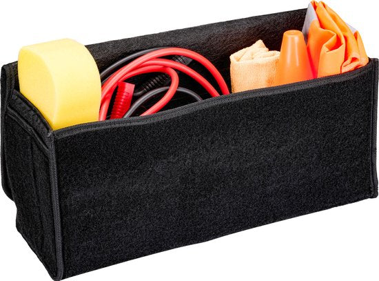 8711252235813 - Trunk Organiser - Kofferraumtasche - 55 x 15 x 23 CM - 1 großes Fach und 2 Einsätze - Einkaufen und Autozubehör - Mit Klettverschluss - Schwarz