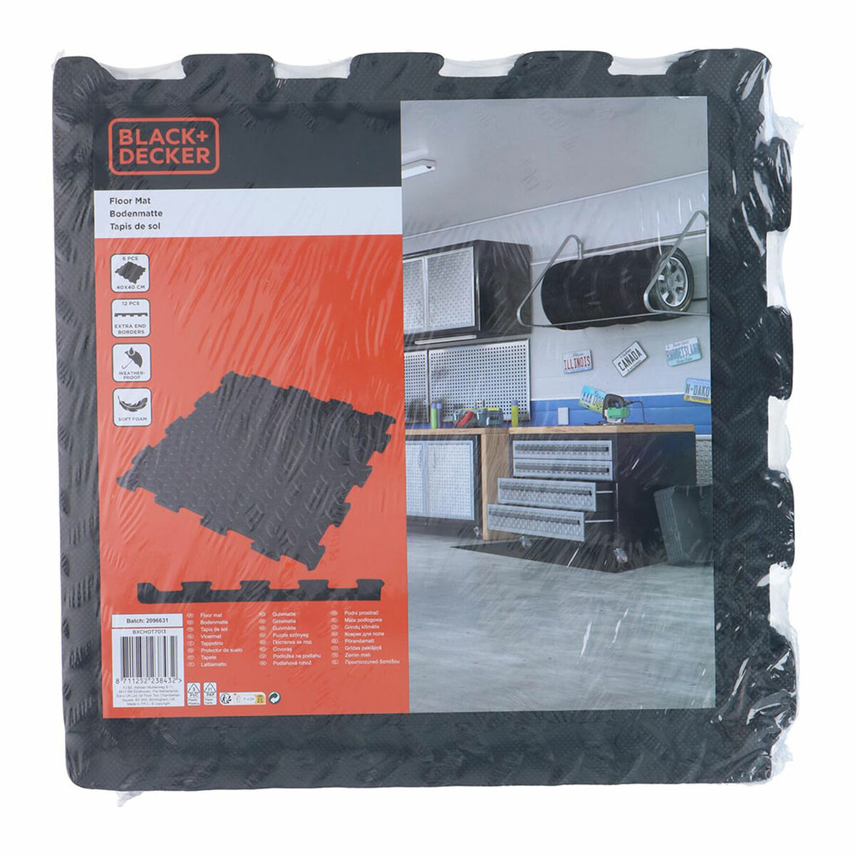 8711252238432 - Bodenmatte 6-teilig - 40 x 40 x 1 CM - Bodenschutz - Polstermaterial - Puzzlematten - Gerippt - Schwarz 8711252238432 - Bodenmatte 6-teilig - 40 x 40 x 1 CM - Bodenschutz - Polstermaterial - Puzzlematten - Gerippt - Schwarz