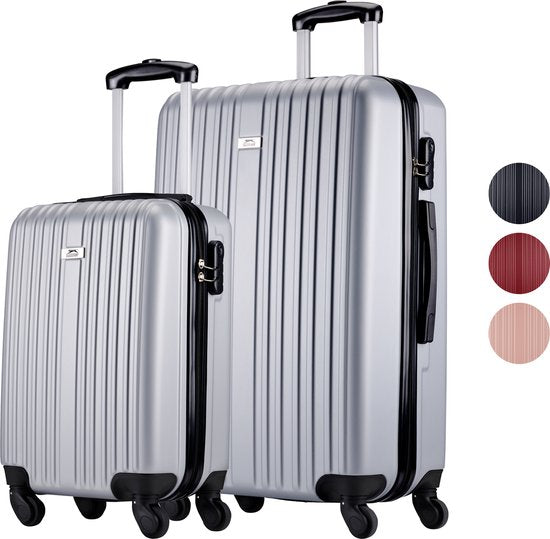 8711252247267 - Kofferset 2 Stück - Handgepäcktrolley 26L und geräumiger Koffer 71L - Silber