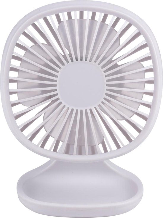 8711252249544 - Mini USB Fan - Tischventilator - Inkl USB-Kabel - 3 Geschwindigkeiten - Kompakt und tragbar - Kunststoff - Weiß