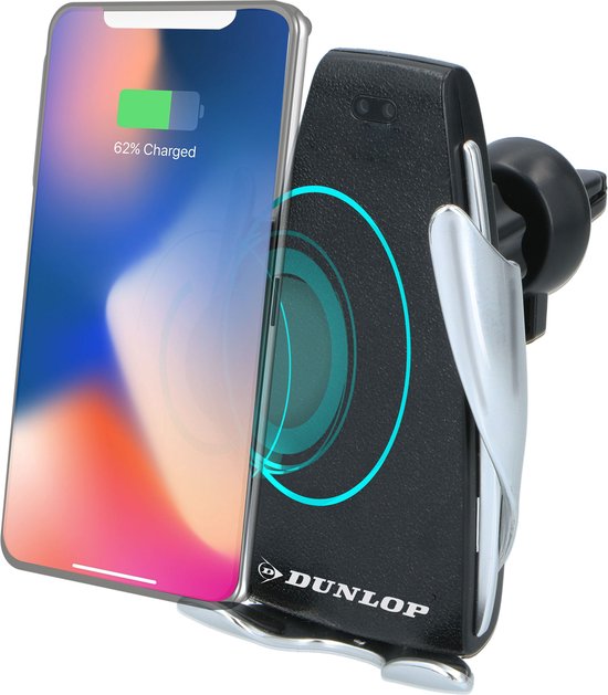 8711252251639 - Auto-Telefonhalterung und Qi-Ladegerät - 360° neigbar - Smart Sensor und Touch zum Öffnen - Inklusive USB-C Kabel 1 Meter - Auto-Lüftungshalterung - Schwarz Grau