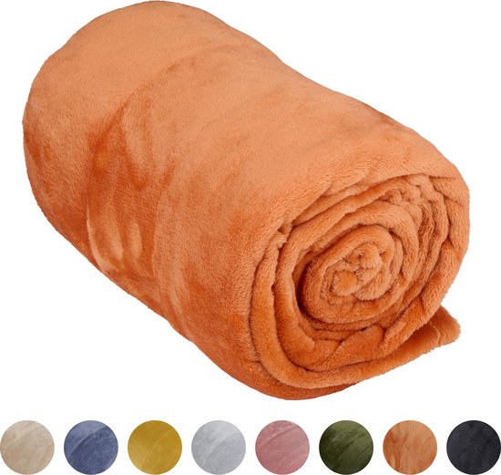 8711252256139 - Arti Casa Fleecedecke 150 x 200 cm - Kariert - Superweich - Orange