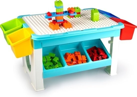 8711252266763 - 69-teiliges Spielzeugset - Spieltisch 48 x 35 x 31 cm - 60 Bauklötze - Aufbewahrung - Kunststoff