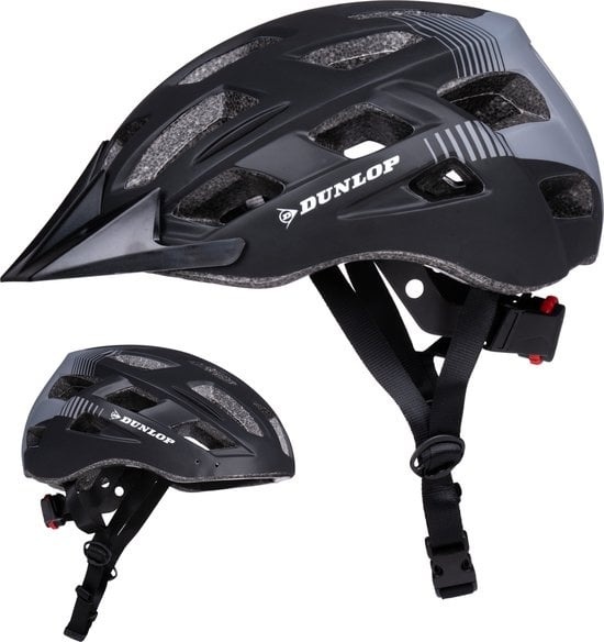 8711252266916 - Fahrradhelm - Verstellbar von 55 bis 58 CM - Größe M - mit LED Licht - 3 Lichtmodi - Schwarz