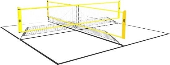 8711252269177 - - Fußball-Volleyballnetz - 400 x 45 CM - Fußball-Volleyball - 2 bis 4 Spieler - gekreuztes Netz - inkl Rückhalteseil - Fußballtraining