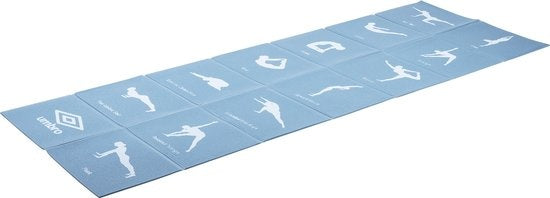 8711252269344 - Faltbare Yoga-Matte - 174 x 62 CM - Anti-Rutsch - 05 CM dick - 13 Ãœbungen im Druck - Blau