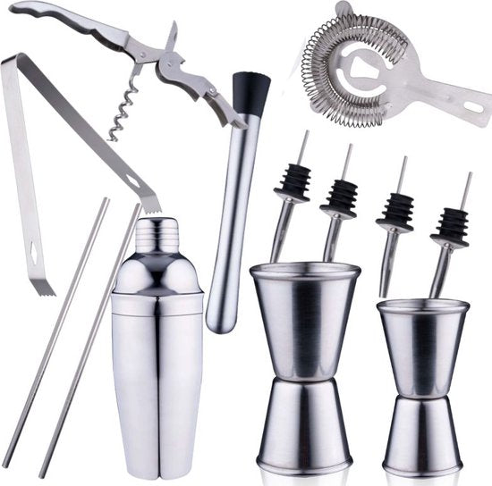 8711252474731 - alpina Cocktail-Set komplett - 14-teilig - Cocktailshaker Stamper Jigger Etc - Edelstahl 8711252474731 - alpina Cocktail-Set komplett - 14-teilig - Cocktailshaker Stamper Jigger Etc - Edelstahl