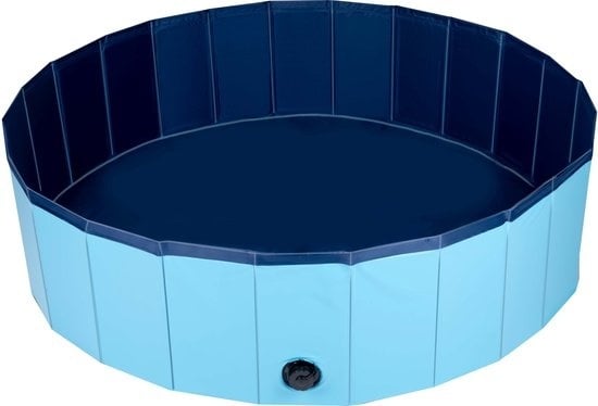 8711252474960 - Haustier-Hundeschwimmbad - 120 x 30 CM - Mittlere Hunderassen - Faltbares Hundebad - Anti-Rutsch-Boden - mit Entleerungsventil - Blau