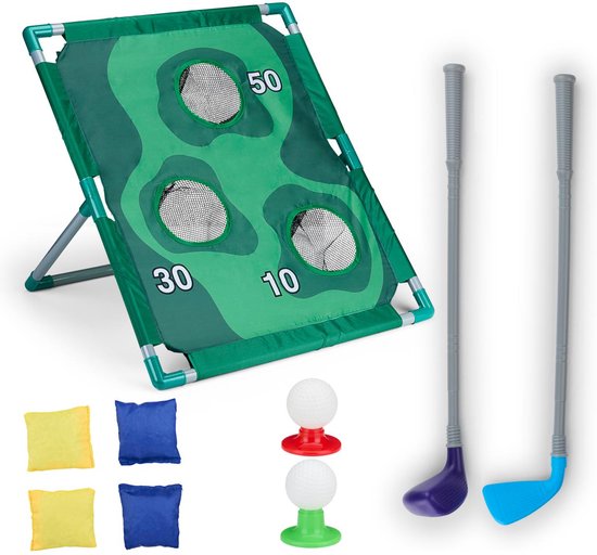 8711252557021 - 2-in-1 Golf- und Cornhole-Set - Innen- und Außenspielzeug für Jungen und Mädchen - mit Golfbällen Gruben Golfschlägern und Spielbrett - Wurfspiel und Minigolf - Kunststoff - Grün 8711252557021 - 2-in-1 Golf- und Cornhole-Set - Innen- und Außenspielzeug für Jungen und Mädchen - mit Golfbällen Gruben Golfschlägern und Spielbrett - Wurfspiel und Minigolf - Kunststoff - Grün