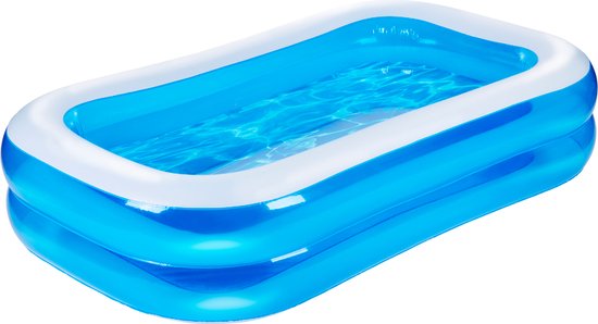 8711252559674 - Aufblasbarer Pool - Aufblasbarer Pool mit Abflussstopfen und Reparaturflicken - Pool für Kinder und Kleinkinder - 207 x 132 x 46 cm - Kinderpool - Aufblasbare Pools - Blau