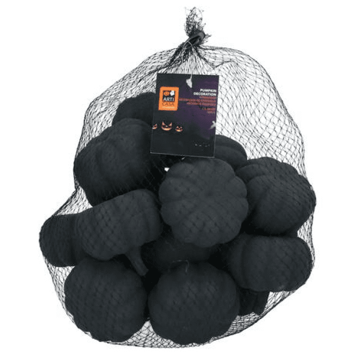 8711252574066 - Halloween Dekoration schwarze Kürbisse 8cm (16 Stück Packung)