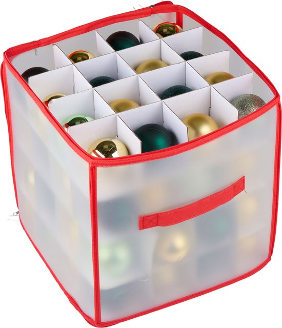 8711252586847 - Arti Casa Aufbewahrungsbox für Weihnachtskugeln - Weihnachtskugelbox für 64 Weihnachtskugeln - Christmas Decorations Organizer mit Griff und Deckel - 30 x 30 x 30 cm