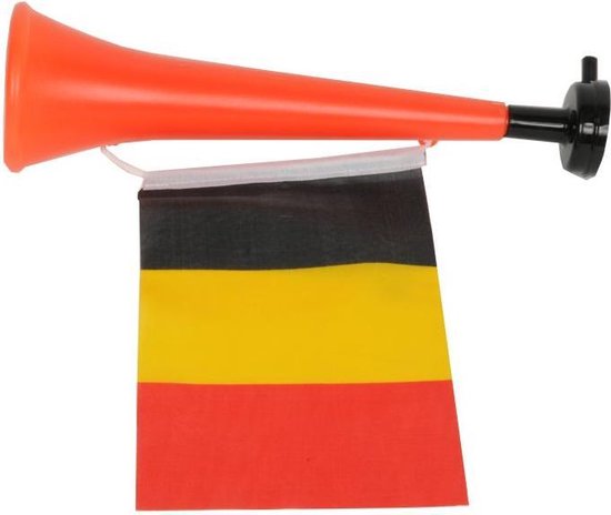 8711252797205 - Horn mit Flagge Belgien 28cm 8711252797205 - Horn mit Flagge Belgien 28cm