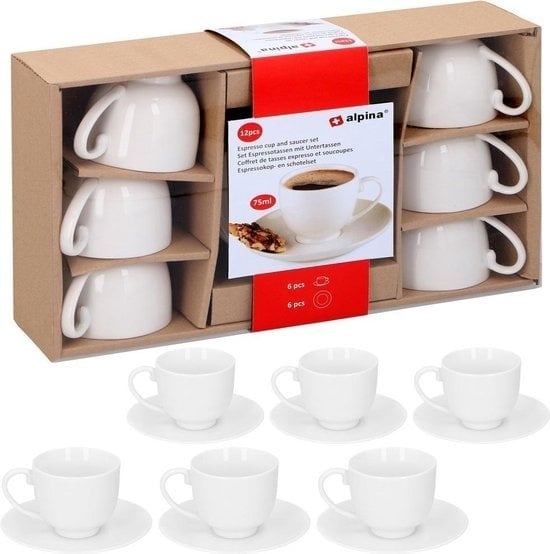 8711252853581 - Espressotassen & Untertassen - 6 Sets - weiß