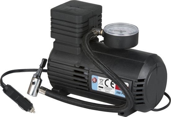 8711252998008 - Portable Compressor - Luftkompressor 15Bar - Fahrzeuganschluss Zigarettenanzünder - Inkl Luftschlauch 45 CM - 140 x 80 x 170 MM - Leistung 144W - Kunststoff - Schwarz