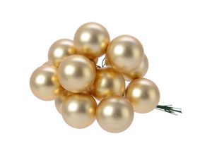 8711277715567 - kaemingk - Mini-Weihnachtskugeln Light Gold am Draht matt ø 25 cm aus Glas - 12er Set