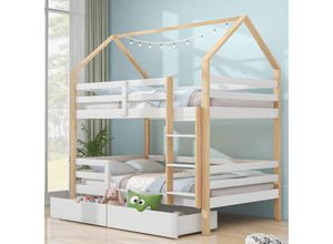8711280135772 - Ein- und Aussteigen Doppelbett Kinderbett in Hausform große Schubladen Hausbett aus Kiefernholz für Kinder 90 x 200 cm ohne Matratze 8711280135772 - Ein- und Aussteigen Doppelbett Kinderbett in Hausform große Schubladen Hausbett aus Kiefernholz für Kinder 90 x 200 cm ohne Matratze