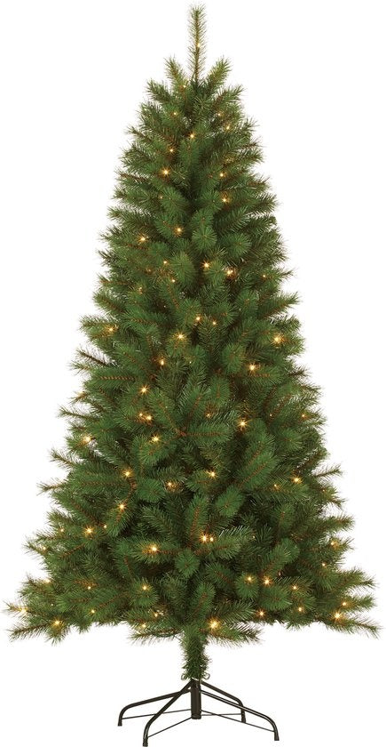 8711292031017 - Weihnachtsbaum - Künstlicher Weihnachtsbaum mit LED-Lichtern - Biegbare Zweige - Warmweißes Licht - 155 CM - Grün