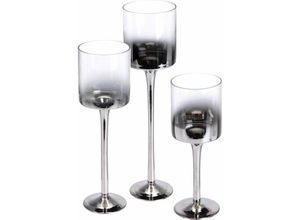 8711295370472 - Home Styling - Kelche für Kerzen Kerzenhalter 3 Stück transparent und schwarz Collection