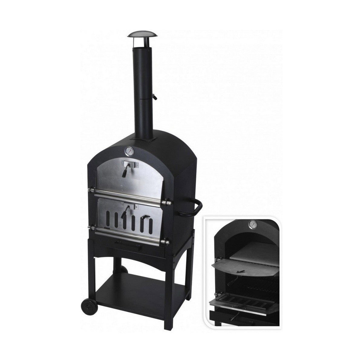 8711295974625 - Coal Barbecue with Wheels Black (Ø10 x 465 cm) (445 x 65 x 158 cm)