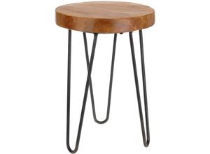 8711295985676 - Home Styling - Dekorativer Hocker mit Metallbeinen 30x42 cm h&s Collection - Mehrfarbig