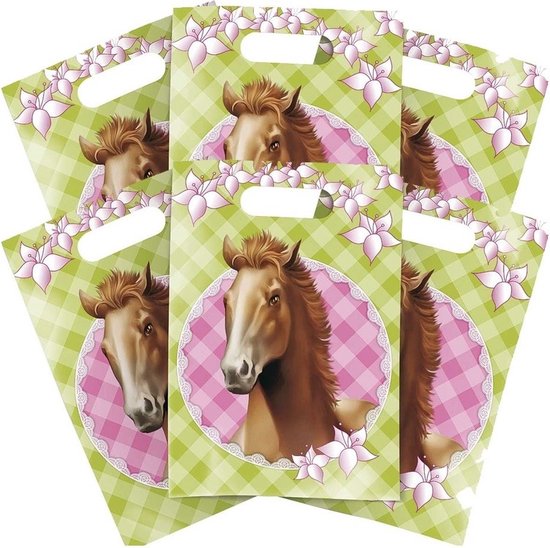 8711319364302 - Partytüten Verteilertüten zum Thema Pferd - 6x Stück - Kunststoff - Pferd Kinderparty-Bonbontüten - 25 x 17 cm 8711319364302 - Partytüten Verteilertüten zum Thema Pferd - 6x Stück - Kunststoff - Pferd Kinderparty-Bonbontüten - 25 x 17 cm