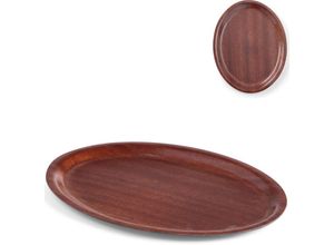 8711369507933 - Rutschfestes Kellnertablett aus Holz – oval 29 x 21 cm