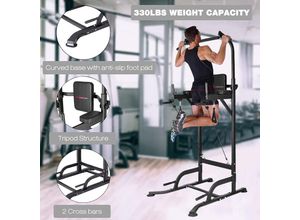 8711544203292 - Home Fitness Code - Traction Bar – – Römischer Stuhl – Power Tower – Verstellbarer Klimmzug – Multifunktionale Dip-Station Schwarz - Schwarz