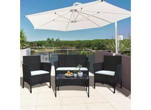 8711544205302 - Gartenmöbel-Set für den Außenbereich aus Rattan 4-teilig ranttantree Gartenmöbel-Set für 4 Personen inklusive 1 Sofa 2 Sessel 1 Tisch Schwarz