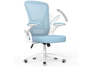 8711544205999 - Bürostuhl – Naspaluro ergonomischer Sitz – Sessel mit 90° klappbarer Armlehne – Lordosenstütze – höhenverstellbar - Blau - Blau