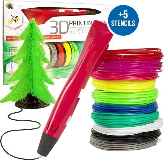 8711568018582 - 3D&Print 3D-Stift Starter Pack Kinder - 3 D Stift Starter Kit mit Filament-Nachfüllungen - Set - Rot