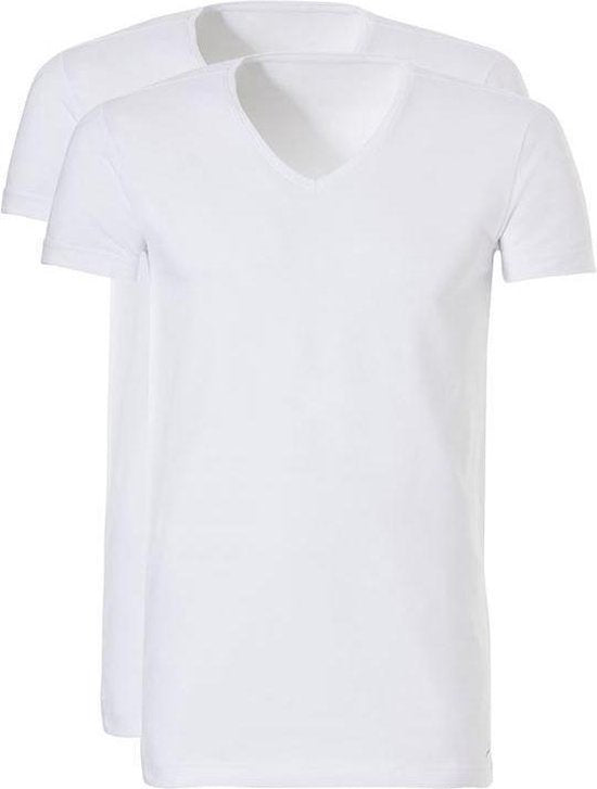 8711665623832 - - Herren 2er-Pack V-Ausschnitt Long T-Shirts Weiß - XXL