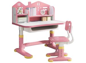 8711727223390 - KindertischeSchreibtischstuhl-Set für Kinder höhenverstellbarerBücherregal und Aufbewahrungsschublade105cm x 755cm x 625cm (Rosa)