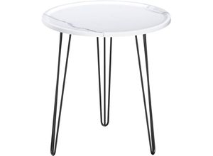 8711727224502 - Flasidu - Runder Couchtisch Beistelltisch Weiß 606060cm