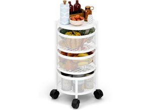 8711727225950 - Küchenwagen drehbarer Aufbewahrungskorb 3 Ebenen weiß